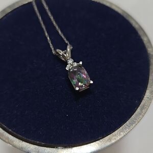 10k White Gold Mystic Topaz Necklace